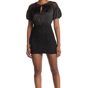 NWT DO+BE Lace Puff Sleeves Dress in Black